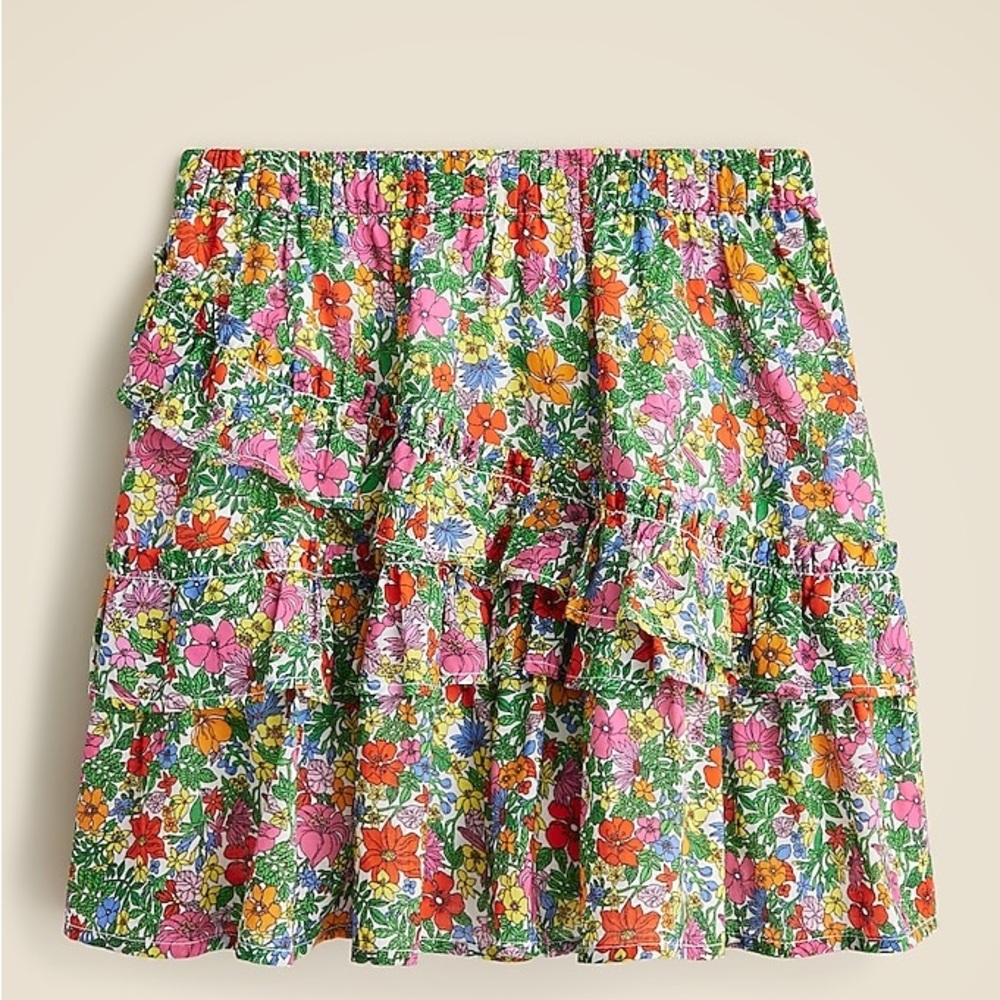 J. Crew Crewcuts Girls' Asymmetrical Floral Ruffle Mini Skirt Size XL